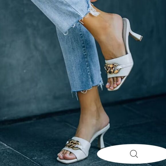 BRAND NEW SHOELAND SQUARE TOE SLIP-ON FOOT OPEN TOE GOLD CHAIN LINKING S…G1 - Picture 16 of 16